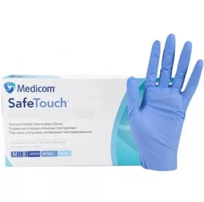 *Перчатки Safe-Touch смотр.нитрил текстурные н/ст.б/пудры M (50 пар)