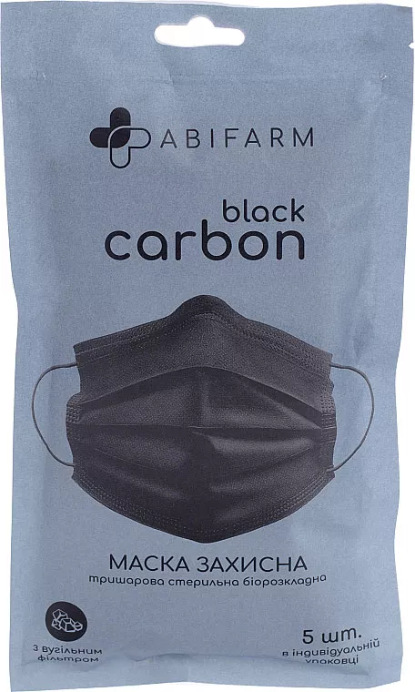 *Маска 3х-сл.ABIFARM защ.стер.с уголным фильтр.Black Carbon №5