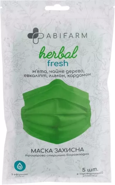 *Маска 3х-сл.ABIFARM защ.стер.с эфир.маслами HERBAL FRESH №5