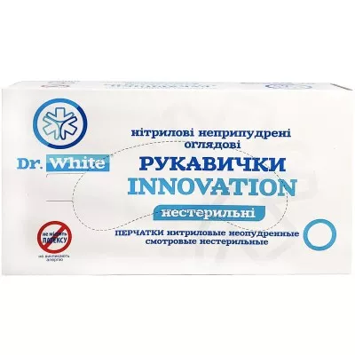 *Перчатки Dr.White Innovation смотр.нитрил.н/ст.б/пудры р.L пара (50 пар в кор.)