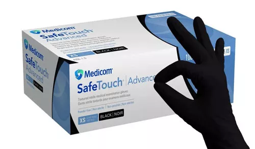 *Перчатки Safe-Touch Advanced см.нитр.текст.н/ст.б/п.р.S черные (50 пар)