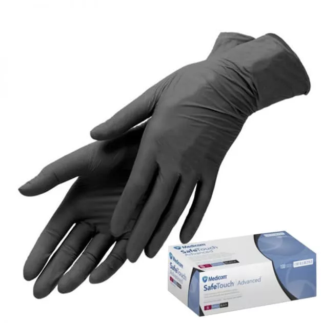 *Перчатки Safe-Touch Advanced см.нитр.текст.н/ст.б/п.р.M черные (50 пар)