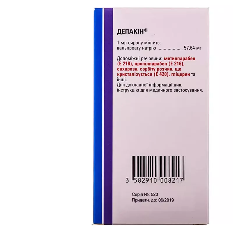 Депакін сироп 200 мг/5 мл по 150 мл у флаконі 1 шт.