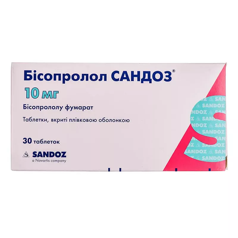 Бисопролол Сандоз таблетки по 10 мг 30 шт. (10х3)