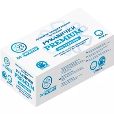 *Перчатки Dr.White Premium смотр.латекс.н/ст.б/пудры р.M пара (50 пар в кор.)