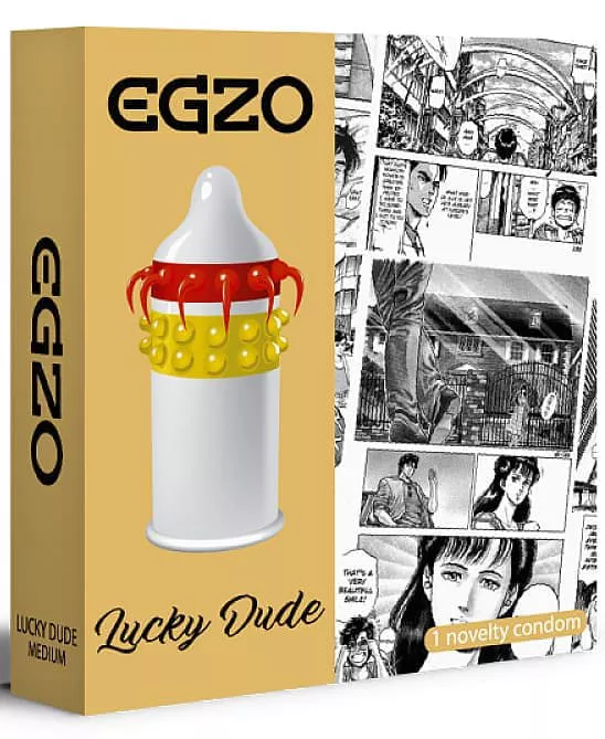 *Презерватив-насадка EGZO латексна стимулююча одноразова Lucky Dude