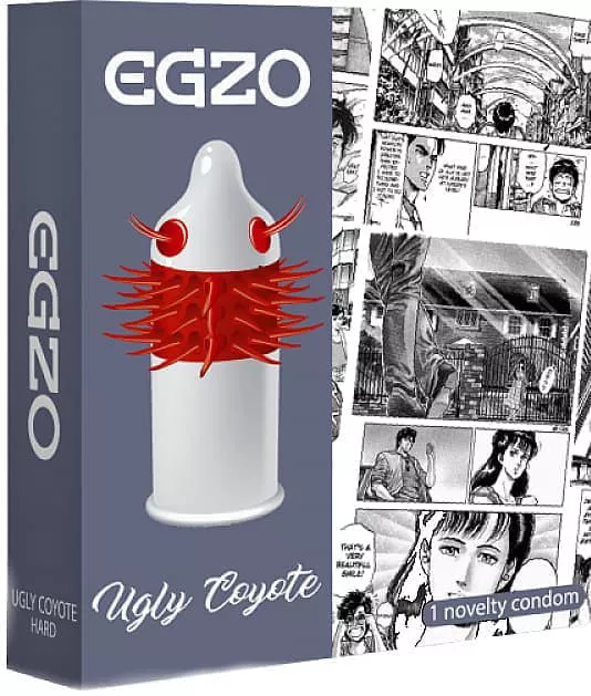 *Презерватив-насадка EGZO латексна стимулююча одноразова Ugly Coyote