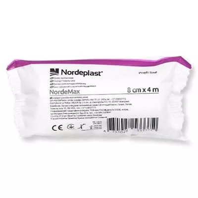 *Бинт Nordeplast еластичний фіксуючий Norde Max 8см*4м