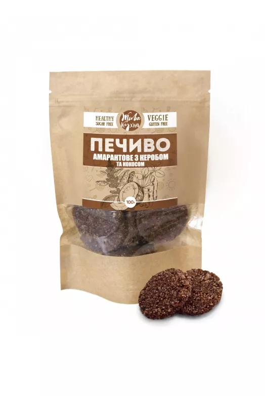 *Печенье Живая Кухня Амарантовое с керобом и кокосом 100г