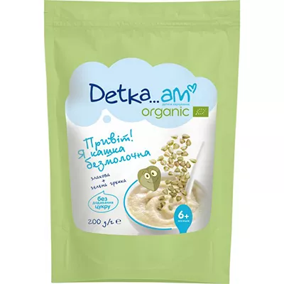 *Каша Detka Am Organic безмолочная злаковая с зеленой гречкой 200г