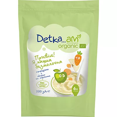 *Каша Detka Am Organic безмолочная кукурузная с яблоком и морковью 200г