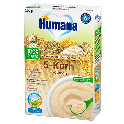 *Каша Humana безмолочная 5 злаков органик 200г (1124085)