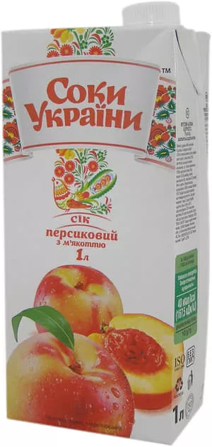 *Сок Соки України Персиковый с мякотью 0,2 л