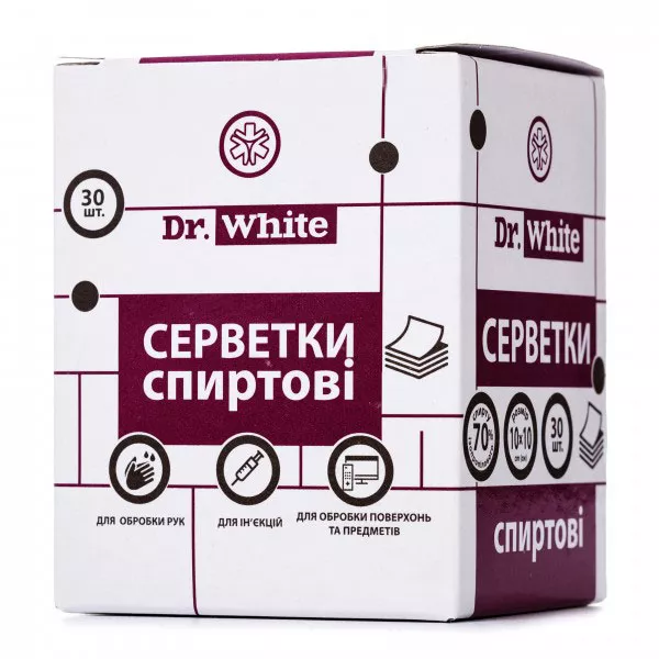 *Салфетки спирт.10х10см Dr.White №30