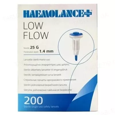 *Ланцеты HAEMOLANCE Plus LOW FLOW стер.25G №200