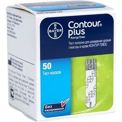 Тест-полоски CONTOUR PLUS для глюкометров №50