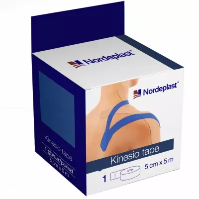 Пластырь NORDEPLAST Кинезио тейп медицинский 5см*5м синий
