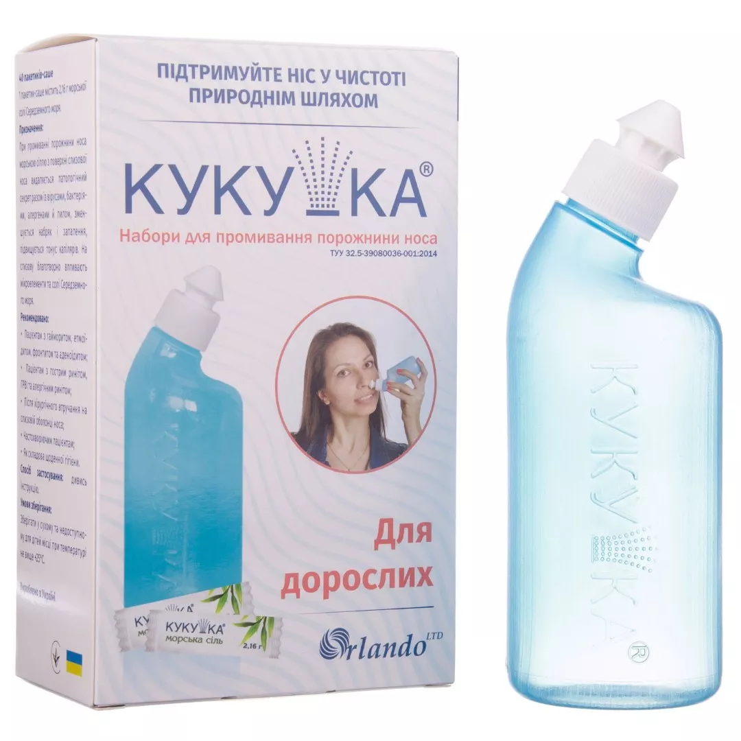 Набор для промыв. носа Кукушка д/взр. фл. 240 мл+Соль морская пак. №40