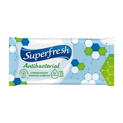 Салфетка Super Fresh влажная Антибактериальная №15