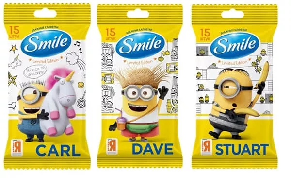 *Салфетка Smile влажная Minions MIX limited edition №15