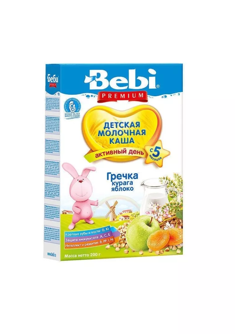 Каша Bebi Премиум молочная Гречневая с ябл. и абр. с 5 мес 200г