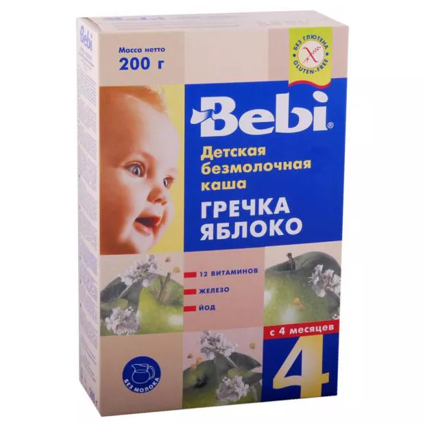 *Каша Bebi безмолочная Гречка-яблоко с 4-х мес 200 г