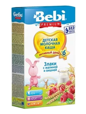 *Каша БЕБИ Премиум01 Злаки с малиной и вишней 200г