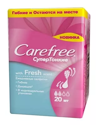 *Прокладки Carefree Ежедневные with Fresh scent супертонкие №20