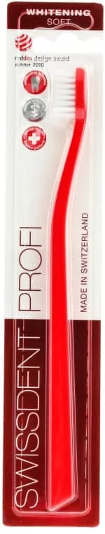 *Зубная щетка Swissdent Profi отбеливающая мягкая красная