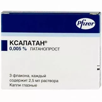 Ксалатан капли глазные 0.005% по 2.5 мл во флаконе 3 шт.