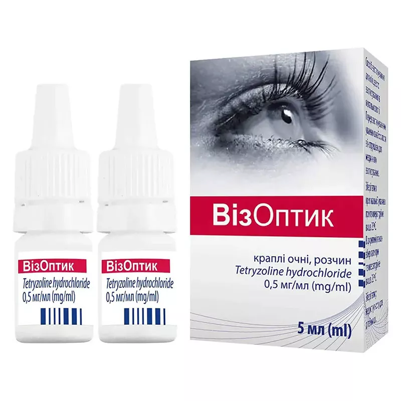 Визоптик капли глазные раствор 0,5 мг/мл по 5 мл во флаконе 2 шт.