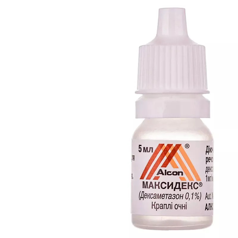 Максидекс капли глазные 0.1% по 5 мл во флаконе  