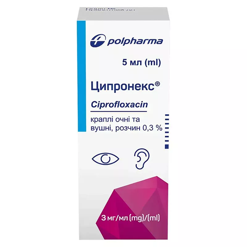 Ципронекс капли глазные/ушные 0,3% по 5 мл во флаконе 1 шт.