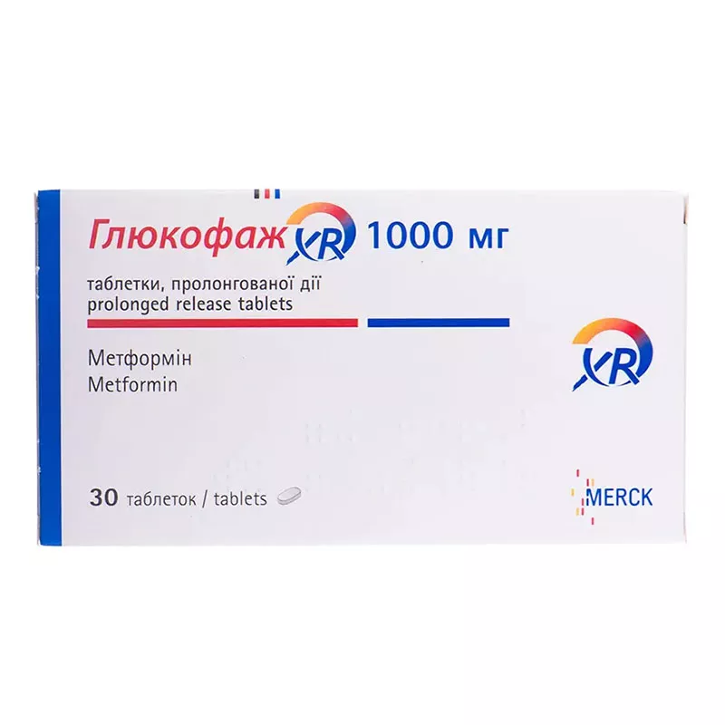 Глюкофаж XR таблетки по 1000 мг 30 шт. (10х3)