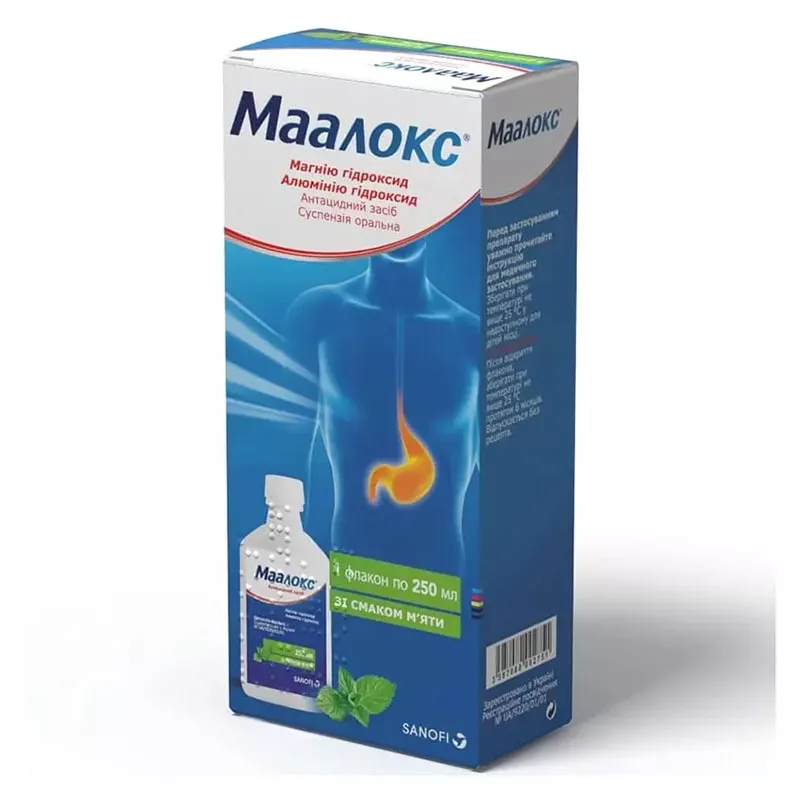 Маалокс суспензия по 250 мл во флаконе 1 шт.