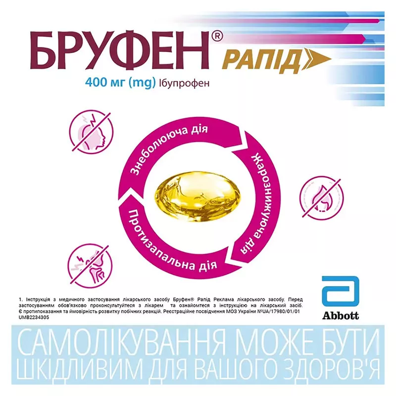 Бруфен рапид капсулы по 400 мг 10 шт. (10х1)