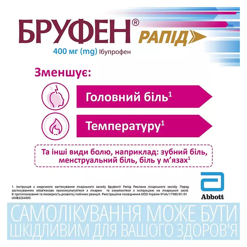 Бруфен рапид капсулы по 400 мг 10 шт. (10х1)