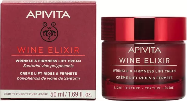 *Крем-лифтинг Apivita WINE ELIXIR против морщин легкая текстура с полифенолами вина Санторини 50 мл