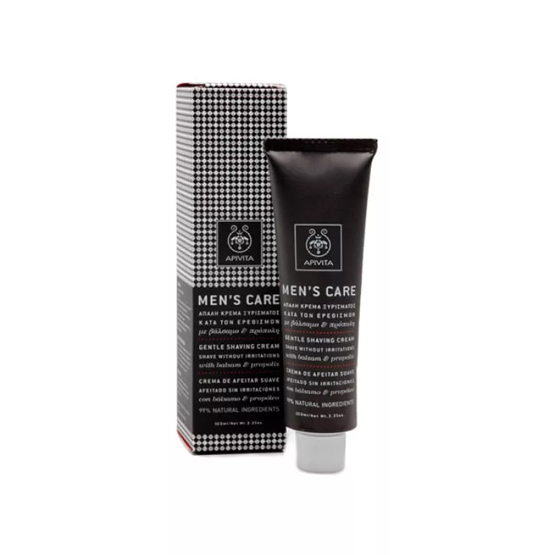 *Крем Apivita MEN'S CARE для бритья деликатный со зверобоем и прополисом 100 мл