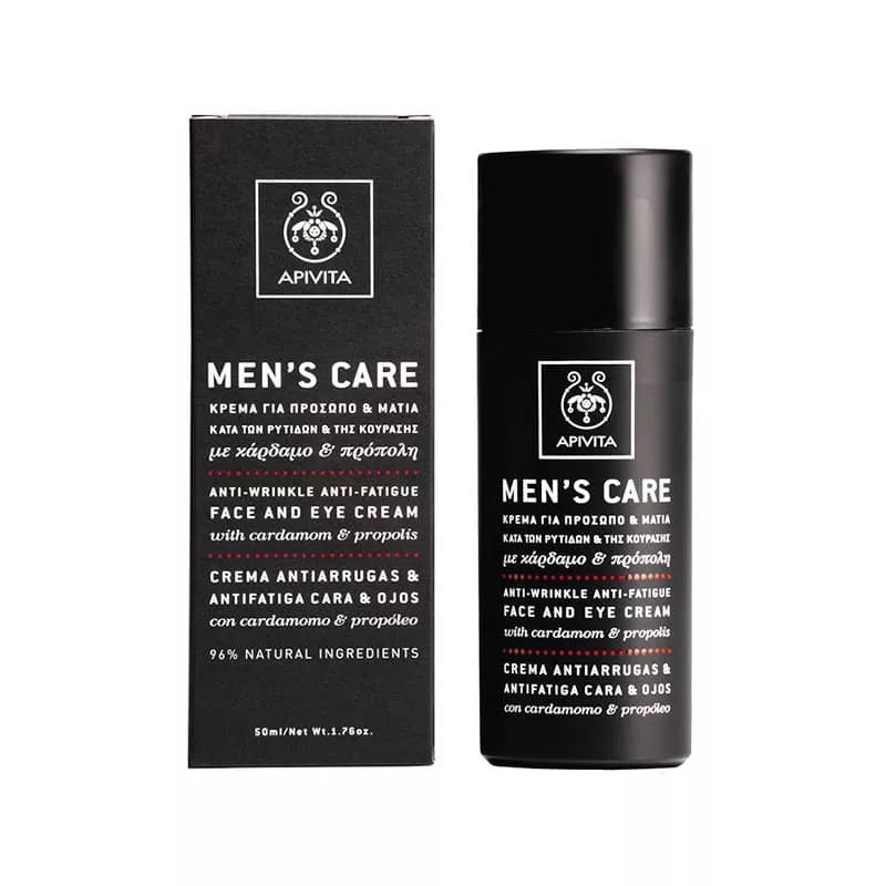 *Крем Apivita MEN'S CARE при морщинах и признаках утомления лица и кожи вокргу глаз с кардамоном.