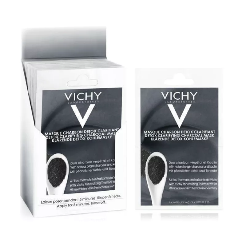 *Маска-детокс Vichy с углем и каолином для глубокого очищения кожи лица 2х6мл