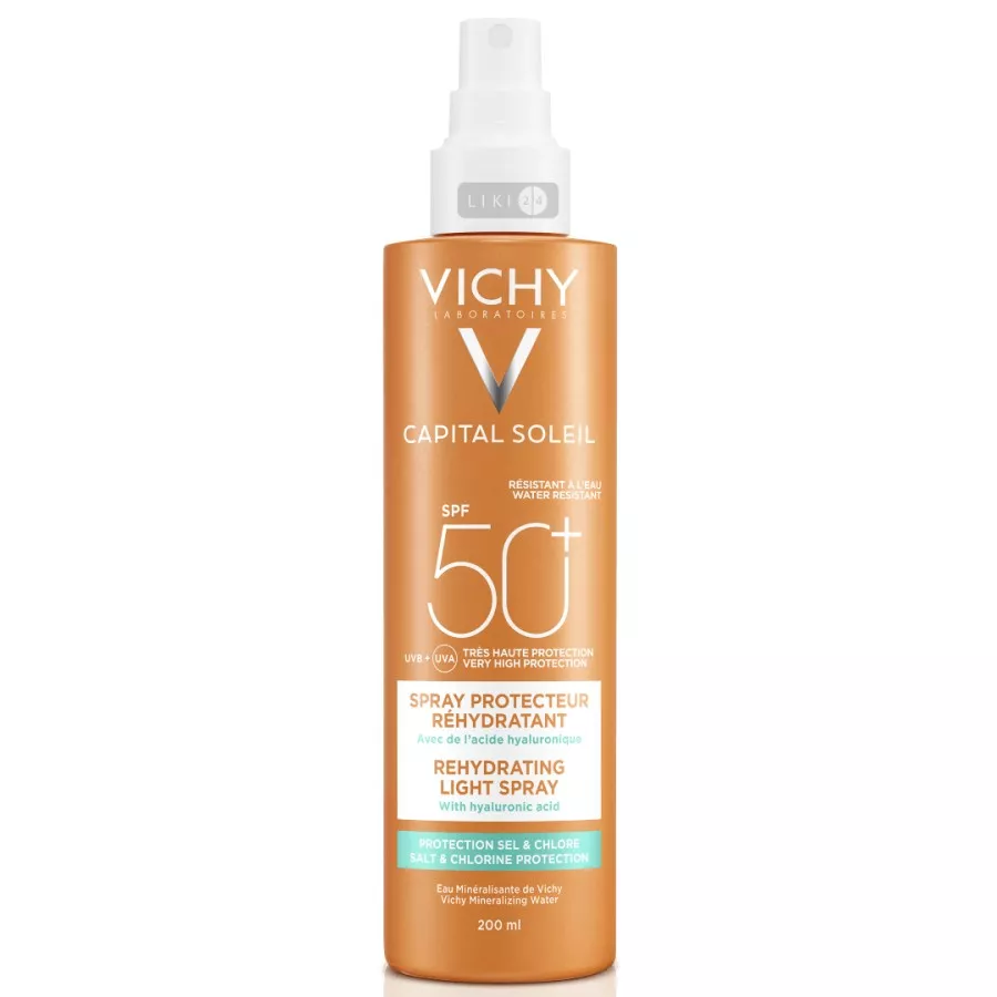 *Спрей Vichy Капиталь Солей солнцезащитный водостойкий с гиалур кислотой SPF50+ 200мл