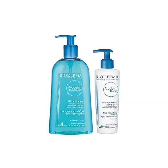 *Набор Bioderma Атодерм Гель очищающий для душа 500 мл + Крем 200 мл