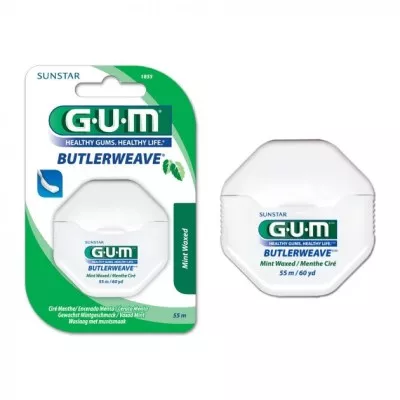 *Зубная нить GUM BUTLERWEAVE мятная вощенная 55 м