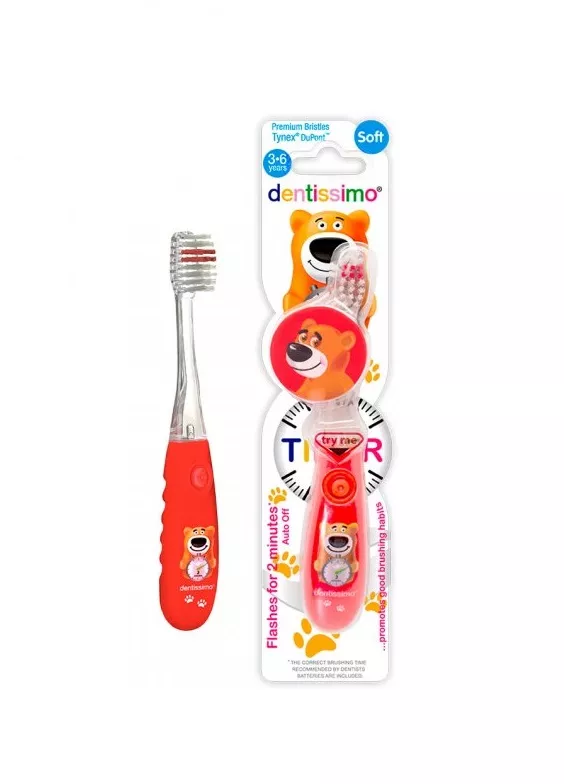 *Зубная щетка Dentissimo Kids Timer мягкая щетина красная