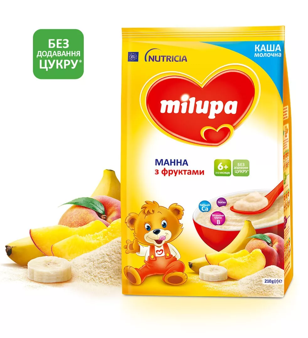 Каша Milupa манная с фруктами для детей от 6-ти мес 210г