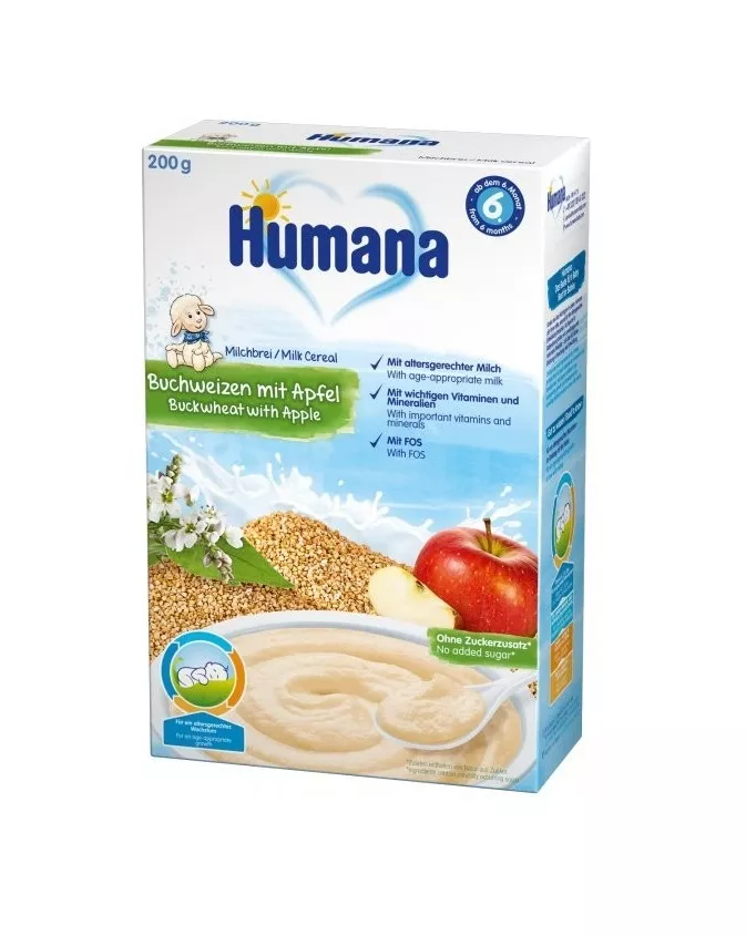 *Каша Humana молочная Гречневая с яблоком 200г (775580)