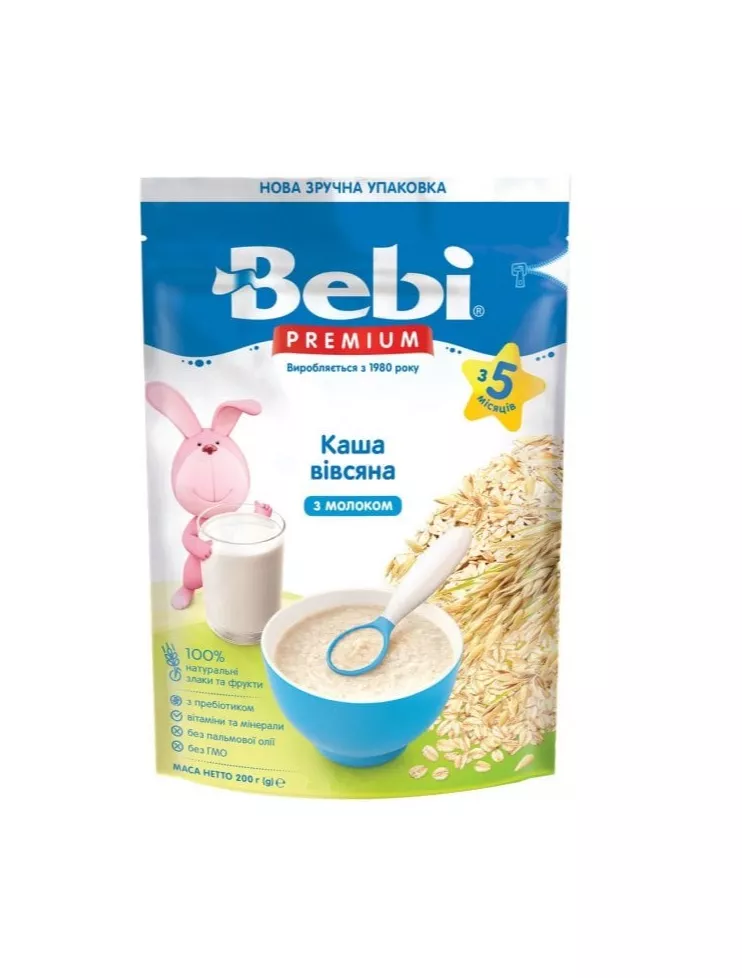 Каша Bebi Премиум молочная Овсяная с 5 мес 200г