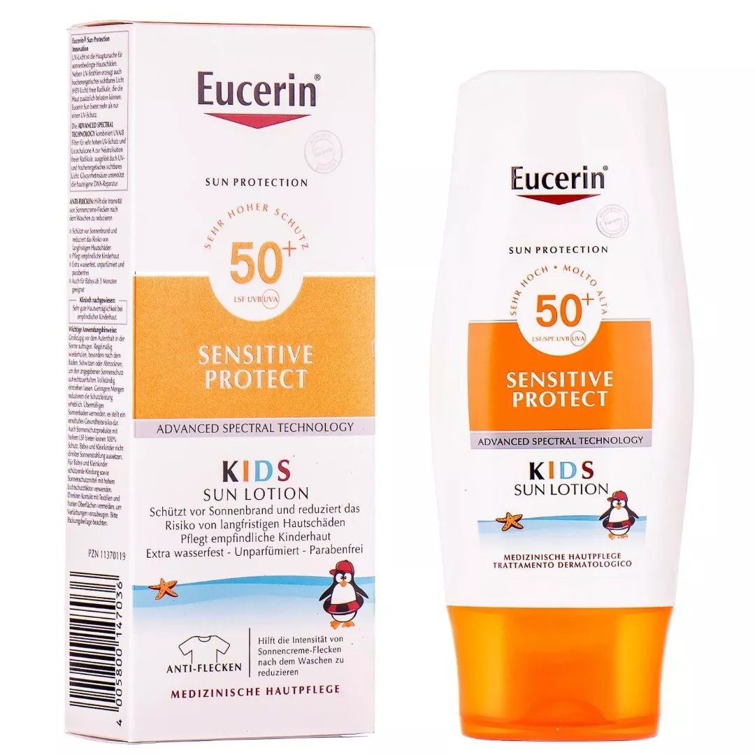 *Лосьон Eucerin 63852 Солнцезащитный для детей Защита для чувствительной кожи SPF50 150 мл