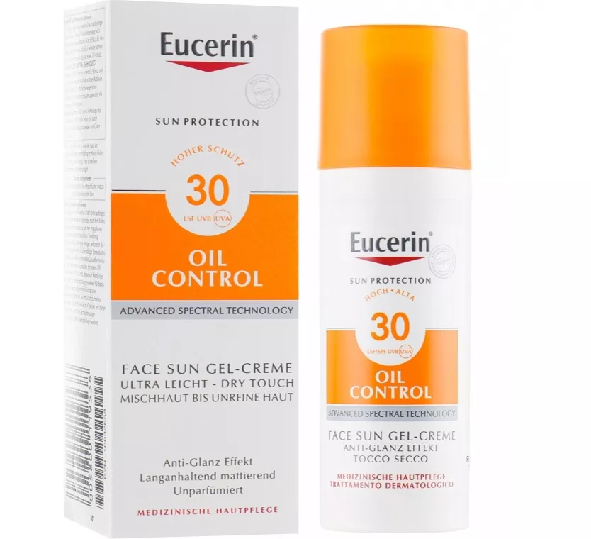 *Крем-гель Eucerin 69768 солнцезащитный  для жирной и склонной к акне кожи лица SPF30 50мл